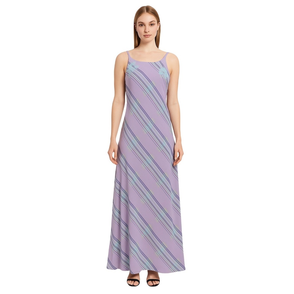 A List By Wrapper Lavender Maxi Dress Striped Scoop‎ Neck Sleeveless Summer 3/4